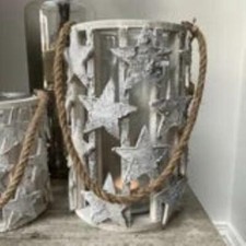 Whitewashed Birch Star Lantern