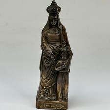 Antique French Religious Small Spelter Metal Figurine Of Saint Anne & Mary