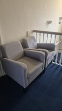 set of 2 light grey armchairs