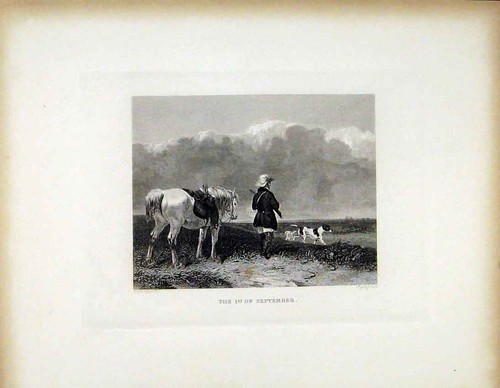 Original old antique print - old,
