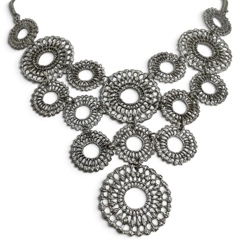 Silver tone statement necklace - silver,