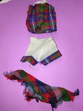 Vintage 1960s Sindy Fashion Doll Outfit Tartan Top & Shorts