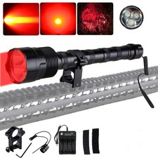 1200LM 3LED Torch Flashlight Varmint Hunting Red Light 20mm Rail Scope Mount