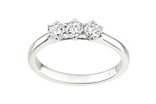 Sterling Silver 0.50ct 3 Stone Engagement Ring sizes J to V - Simulated Diamond