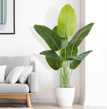  Artificial Plant 4ft Faux Banana Leaf Tree, Floor Plant W/ 9 Trunk FOR AUCTION