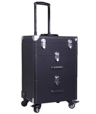 Extra Large Luxury Leather Hairdressing Make up Trolley Case, For Auction