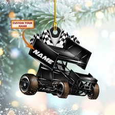 Personalized Race Car Ornament Dirt Track Racing For Hanging Ornaments