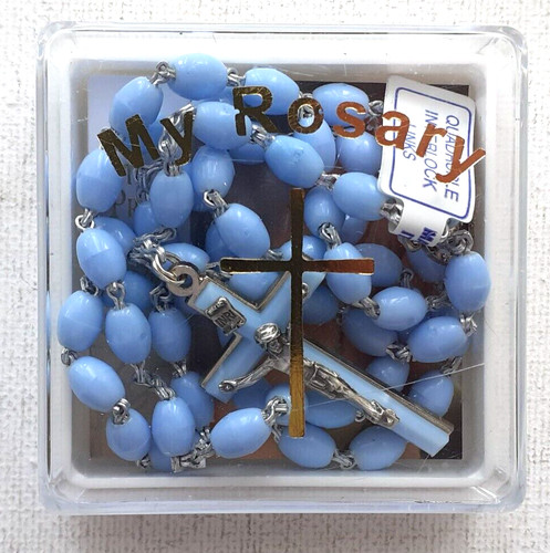 Plastic rosary blue - ,