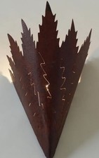 Patina steel Leaf Style Light with zig zag detail. Hardwire Wall Mounted