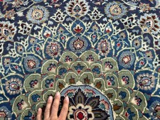 FINE BLUE RUG 10x13 HANDMADE