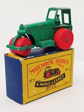 Matchbox Series Moko Lesney 1d Aveling Barford Road Roller Model 67mm, Box 59mm