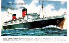 1955 Cunard White Star Ship RMS Queen Elizabeth postcard posted