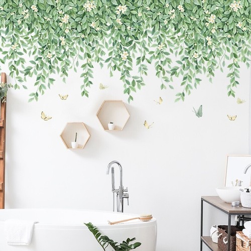 Wall art green - leaves, flower
