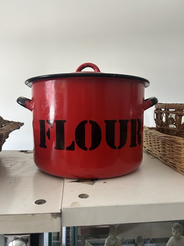 Vintage enamel flour storage - enamel,