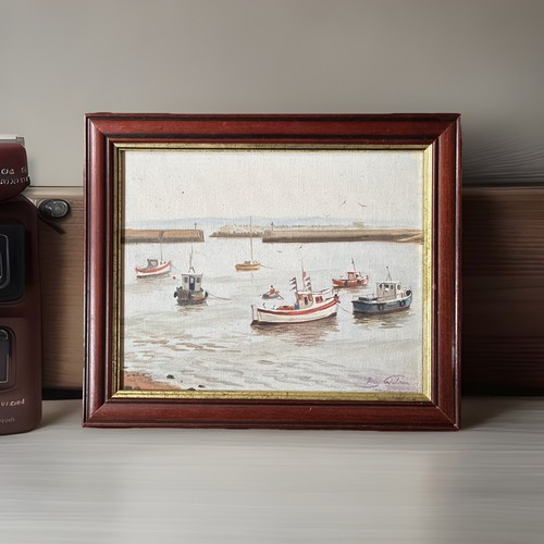 Original oil painting harbour - painting,