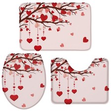 Spring Heart Bath Rug Set Soft