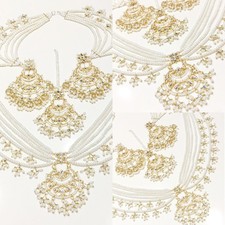 MAHRANI Kundan Rani Haar Mala Set w Earrings & Tikka Pakistani Bridalwear (E221)