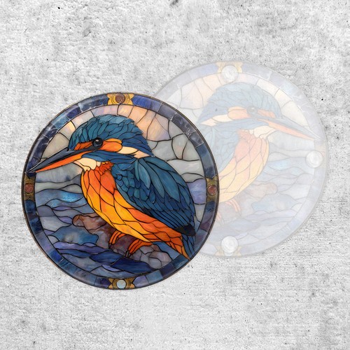 Stained glass style kingfisher - glass,