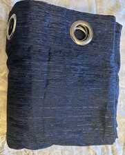 Dunelm Molly Eyelet Navy with Silver Metallic Thread Curtains 90 x 90 inches 