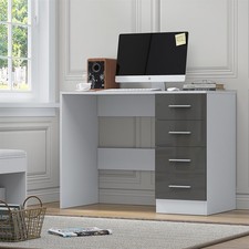 4 Drawer Desk - Grey Gloss Fronts / White Matt Carcass REFLECT