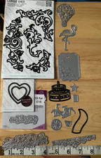 job lot random dies, decorative, balloon, flamingo, tag, cake, bicycle, word