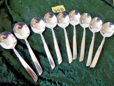 ONEIDA COMMUNITY SILVER PLATE SOUTH SEAS PATTERN -   8 SOUP SPOONS   -  GLEAMING