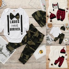 3PCS Newborn Baby Boys Camo