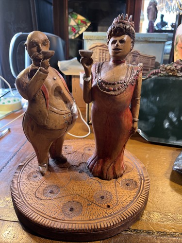 Antique carved treen poker - carved,