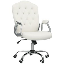 Vinsetto Home Office Chair with Adjustable Height Tilt Function Cream White