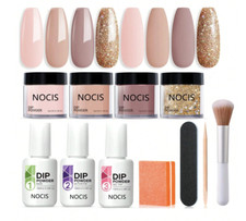 Dipping Powder Starter Nail Kit With Base, Top Coat, Activator Nail Brush 11 Pcs