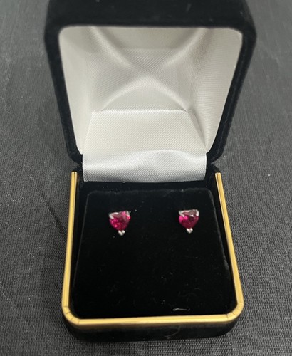 Red heart ruby stone stud - red,