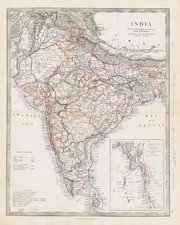 INDIA Antique Map 1874 Pub. Edward Stanford