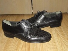 Mens LORD HASLEY UK 8 Black All Leather Lace Up Flats Summer Shoes GREAT