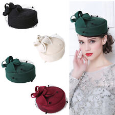 Royal Pillbox Hat Mesh Veil Fascinator Cap Headpiece Clip Wedding Party Hat