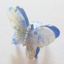 Anthropologie Large Blue Cream White Green Floral Butterfly Ring, Diamantes VGC