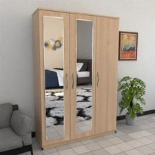 Fully Assembled 3 Door wardrobe, Mirrored 116cm