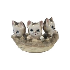 Vintage 3 Kittens In Basket