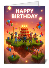 High Quality Happy Birthday Card - Roblox Themed Greeting Card