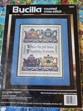 Bucilla counted cross stitch part  kit 'Collectable Teapots' 40887