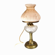 Oil Lamp & Shade Pink Opaline
