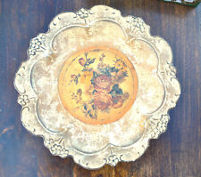Large gold plate centre piece shabby chic fruit bowl vintage romantic home decor