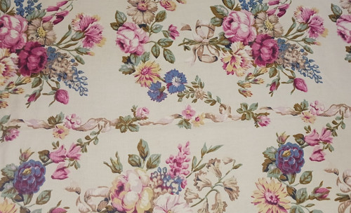 Vintage linen floral fabric