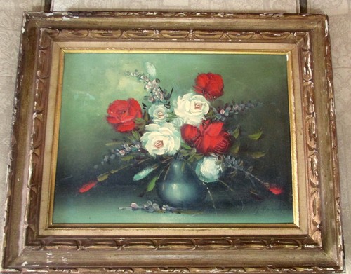 Oil canvas roses bowl - oil,