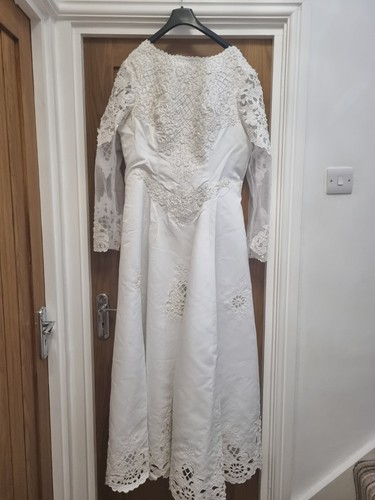 White lace embroidered beaded - white,