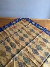 Jim Thompson Thai 100% Silk Elephant Scarf 32” Square Blue Edge Unused