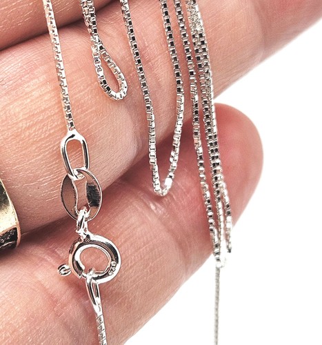 Silver chain necklace box link - silver,