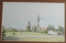 Roy Tompkins Original 1981 Watercolour Saint-Léon-d'Issigeac Dordogne France F&G