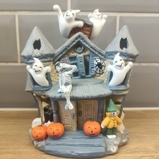 Vintage Partylite Gifts Haunted Tea light House P7311 In Box Halloween Pumpkins