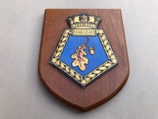 HMS OAKLEAF vintage wooden plaque Royal Navy