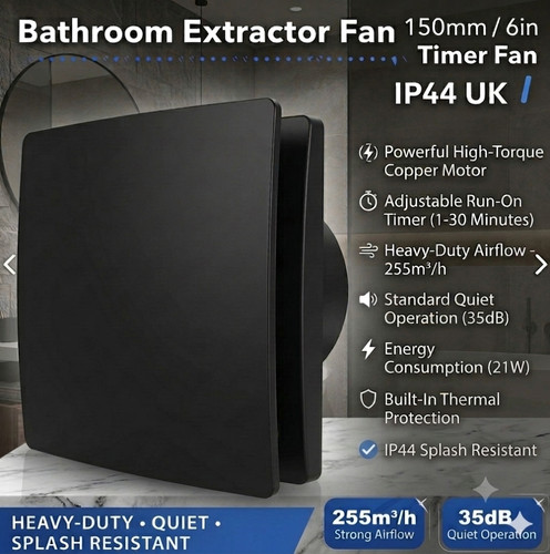 Bathroom extractor fan 150mm - bathroom,